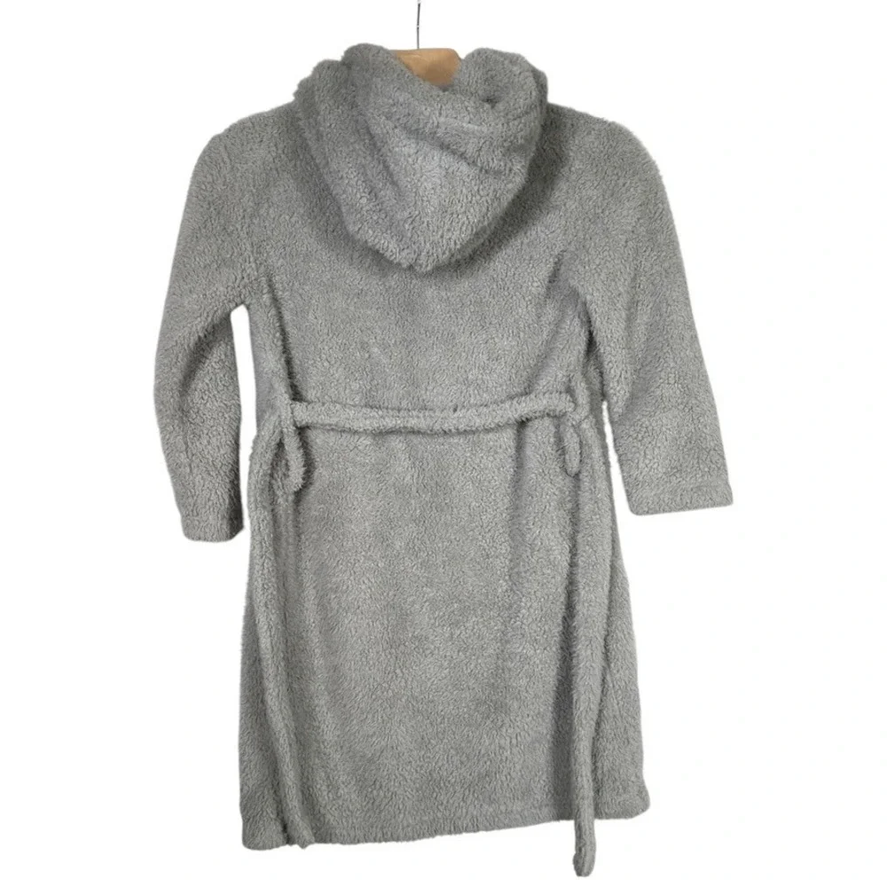 Pottery Barn Teen XS/S Gray Recycled Sherpa Hooded Robe Belt Pockets